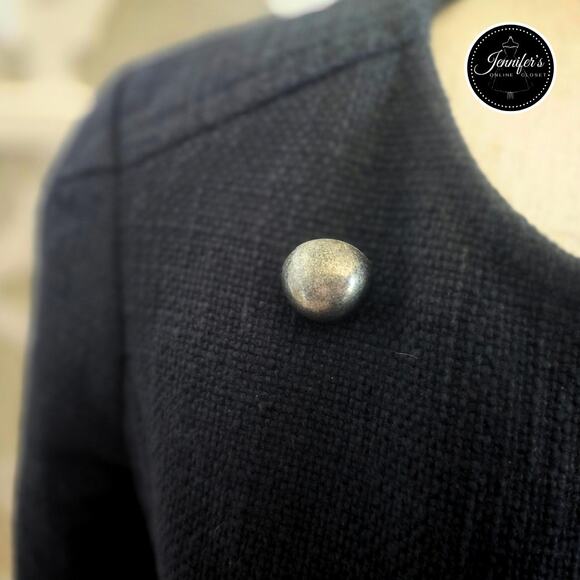 Talbots Black Textured Military Style Full Moto Zip Jacket Blazer Size 6 - Picture 5 of 13